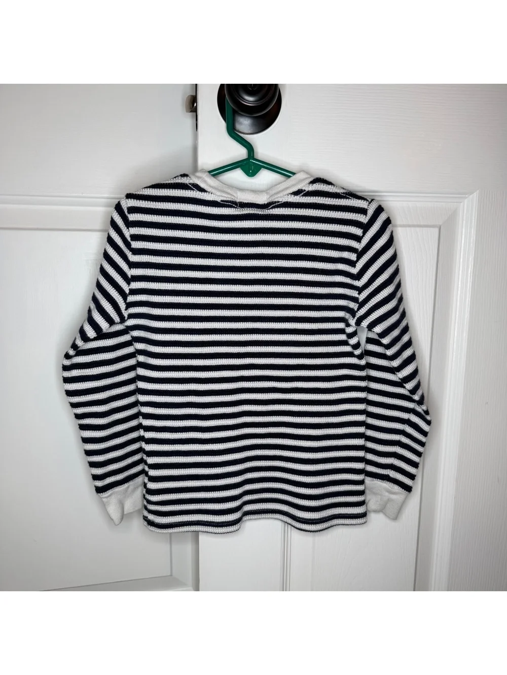 Polo Ralph Lauren Long Sleeve Waffle Knit Black White Stripe Shirt Boys Sz 5